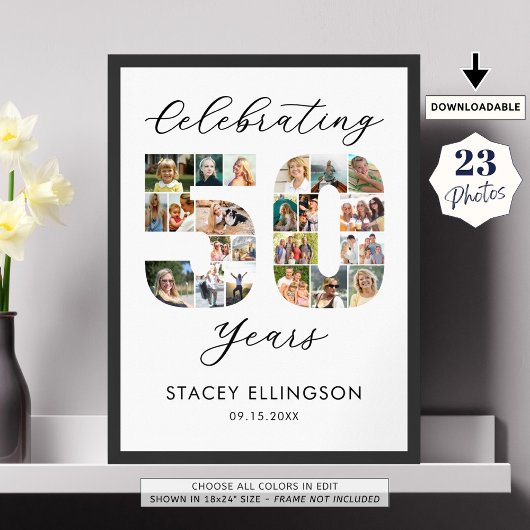 50ste verjaardag nummer 50 23 Fotocollage Poster