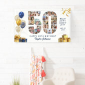 50ste verjaardag Nummer 50 Fotocollage Wit Goud Spandoek (Insitu)