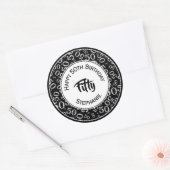 50ste Verjaardag Nummer 50 Patroon Zwart-wit Ronde Sticker (Envelop)