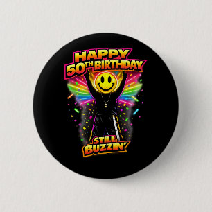 50ste verjaardag old skool raver Schotse rave scen Ronde Button 5,7 Cm