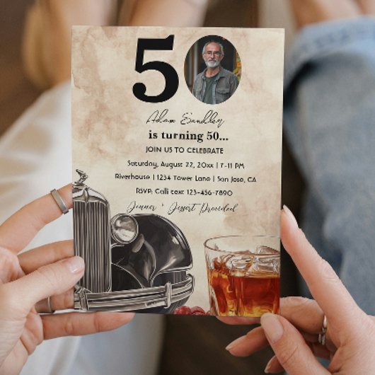50ste verjaardag | Old Timer Car & Whiskey Kaart