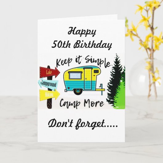*50ste VERJAARDAG* OP MIJN FAV CAMPER Kaart (Gele Bloem)
