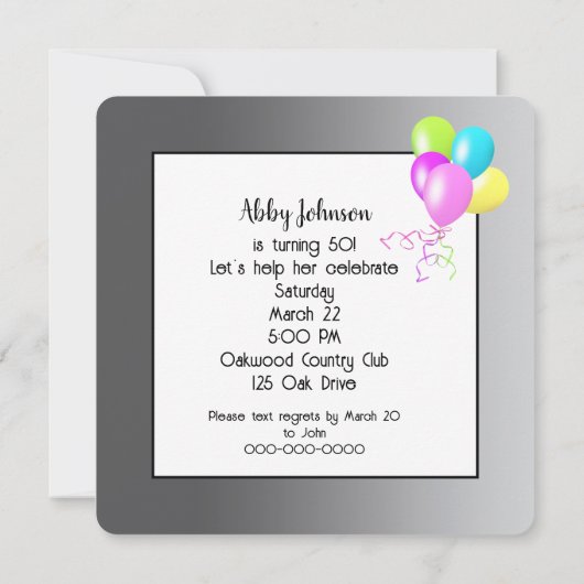 50ste verjaardag Panda Beer met Hula Hoop Kaart (Achterkant)