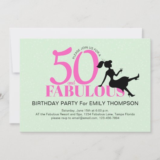 50ste Verjaardag Party Chic Pink Custom Kaart (Voorkant)