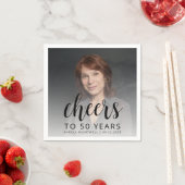 50ste verjaardag Party Foto Black Script Cheers Servet (Insitu)