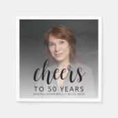 50ste verjaardag Party Foto Black Script Cheers Servet (Voorkant)