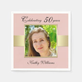 50ste Verjaardag Party Roos Gouden Foto servetten (Voorkant)