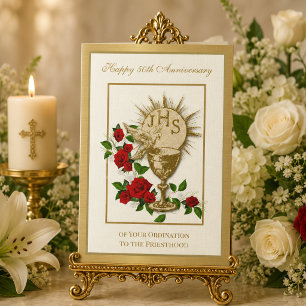 50ste verjaardag Priesterwijding Kelk Elegante kaa Kaart