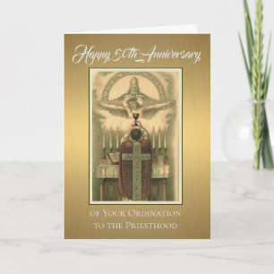50ste verjaardag priesterwijding priester bij het  kaart