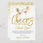 50ste verjaardag Proost Cocktails Bedankkaart (Voorkant / Achterkant)