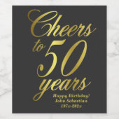 50ste verjaardag Proost tot 50 jaar Wijn Etiket (Enkel label)