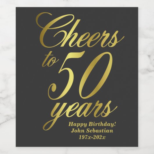 50ste verjaardag Proost tot 50 jaar Wijn Etiket (Enkel label)