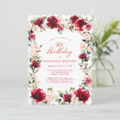 50ste verjaardag Red Rose Pink Peony Bloemen Kaart (Staand voorkant)