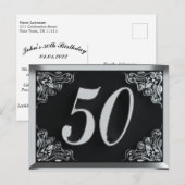 50ste verjaardag Regal zilveren uitnodiging of gro (Voorkant / Achterkant)