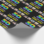 50ste verjaardag: Regenboog "50"; Aangepaste foto' Cadeaupapier (Hoek)