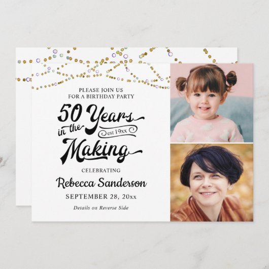 50ste Verjaardag Retro 50 JAAR IN HET MAKEN van Li Kaart (Voorkant / Achterkant)