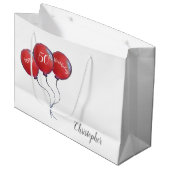 50ste verjaardag rode ballon groot cadeauzakje (Voorkant Gekanteld)