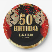 50ste verjaardag - Rode ballonnen 🎈 Papieren Bordje (Voorkant)