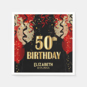 50ste verjaardag - Rode ballonnen 🎈 Servet (Voorkant)