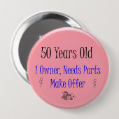 50ste verjaardag ronde button 4,0 cm (Voorkant /achterkant)