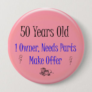 50ste verjaardag ronde button 4,0 cm
