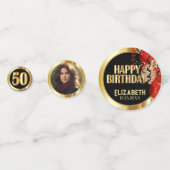 50ste verjaardag - Rood, Zwart en Goud 🎈 Foto Confetti (Voorkanten)