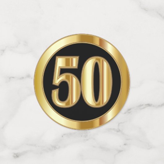 50ste verjaardag - Rood, Zwart en Goud 🎈 Foto Confetti (Kleine voorkant)