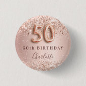 50ste verjaardag roos Gold Blush Naam Ronde Button 3,2 Cm (Voorkant)