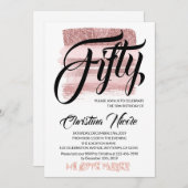 50ste verjaardag, Roos Pink Fifty Kaart (Voorkant / Achterkant)