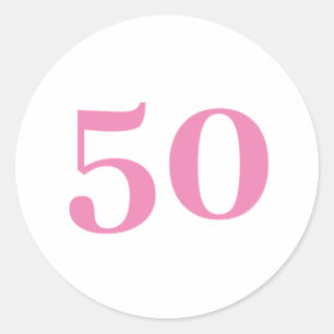 50ste verjaardag roze aangepaste leeftijd nummer v ronde sticker