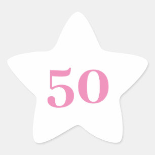 50ste verjaardag roze aangepaste leeftijd nummer v ster sticker