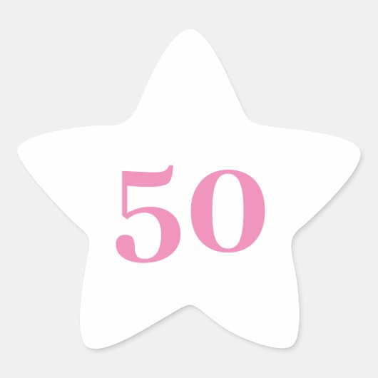 50ste verjaardag roze aangepaste leeftijd nummer v ster sticker (Voorkant)