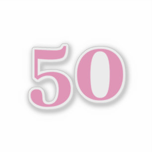 50ste verjaardag roze aangepaste leeftijd nummer v sticker