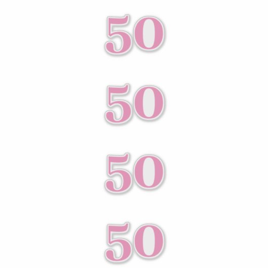 50ste verjaardag roze aangepaste leeftijd nummer v sticker (Voorkant)