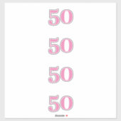 50ste verjaardag roze aangepaste leeftijd nummer v sticker (Vel)