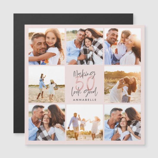 50ste verjaardag roze girly glitter Magnetische Ka (Voorkant / Achterkant)