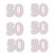50ste verjaardag roze nummer vijftig patroon aange sticker (Voorkant)