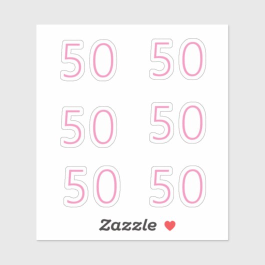 50ste verjaardag roze nummer vijftig patroon aange sticker (Vel)