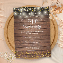 50ste verjaardag Rustic Goud Hartjes Slingerlichtj Kaart