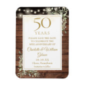 50ste verjaardag Rustic hout Save The Date Magneet (Verticaal)