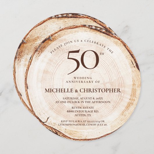 50ste verjaardag Rustic Huwelijk Sjabloon Kaart (Voorkant / Achterkant)