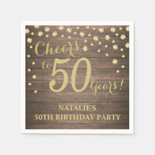 50ste verjaardag Rustic Wood en Gold Diamond Servet