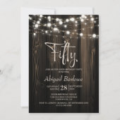 50ste verjaardag Rustic Wood Party Kaart (Voorkant)