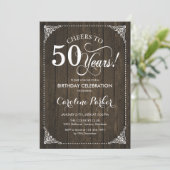 50ste verjaardag - Rustiek hout Kaart (Staand voorkant)