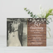 50ste verjaardag Rustieke Gouden Hartjes Trouwfoto Kaart (Staand voorkant)