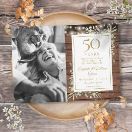 50ste verjaardag Rustieke groen licht foto Save The Date