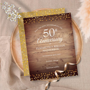 50ste verjaardag Save the Date Gouden Harten Rusti Briefkaart