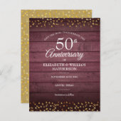 50ste verjaardag Save the Date Gouden Hartjes Rust Briefkaart (Voorkant / Achterkant)