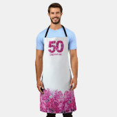 50ste verjaardag schort roze schort 50 jaar pioen (Gedragen)