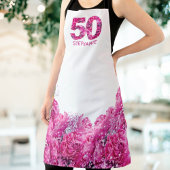 50ste verjaardag schort roze schort 50 jaar pioen